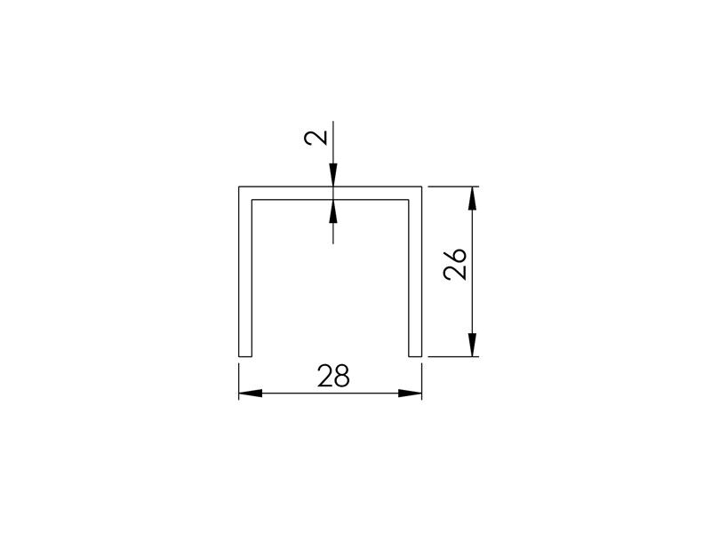 VA U-Profil 26x28x2 mm ohne Länge: 1.000 mm VA U-Profil 26x28x2 mm ohne Länge: 1.000 mm