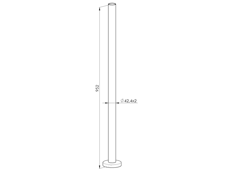 Stainless Steel Railing Post – Surface Mount, Without Infill Round Ø 42.4 mm for round tube Ø 42.4 mm, universal