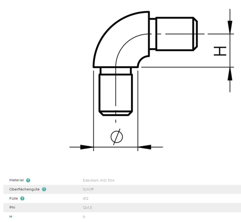 Steckfittinge - Rohrbogen 90° (Bogen) Ø 12 mm