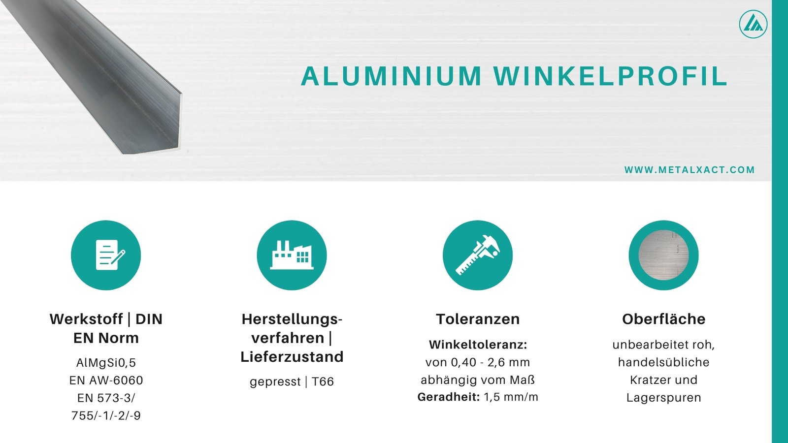 LMR-16063-033-990-3 Alu-Winkel gleichschenklig "BLANK" 80 x 80 x 4 mm AlMgSi0.5 (AlSiMg) | 990 mm