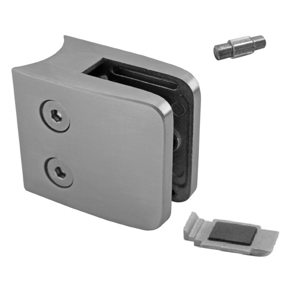 Square Stainless Steel Glass Clamp    WITH Safety Plate V2A Stainless Steel