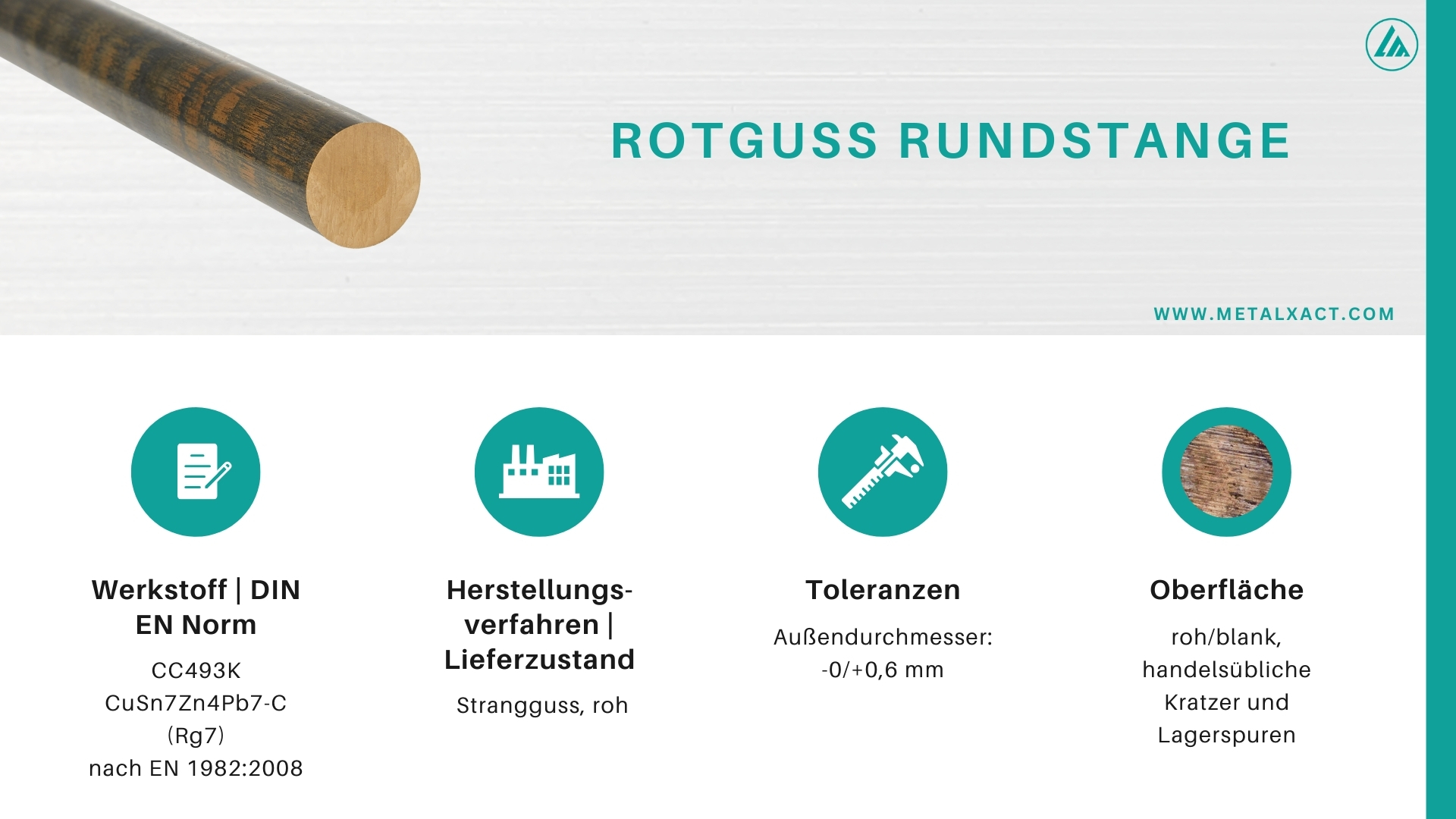 Rotguss Rundstange 56 mm CuSn7Zn4Pb7-GC