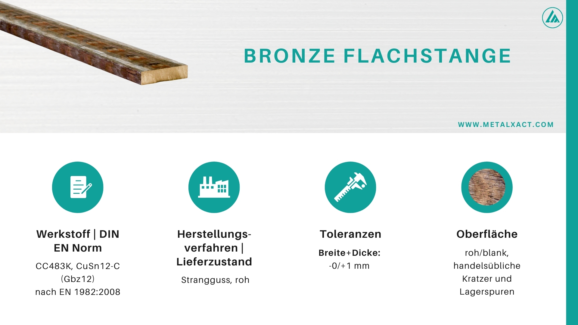 Bronze Flachstangen 103 x 19 mm  CuSn12-C
