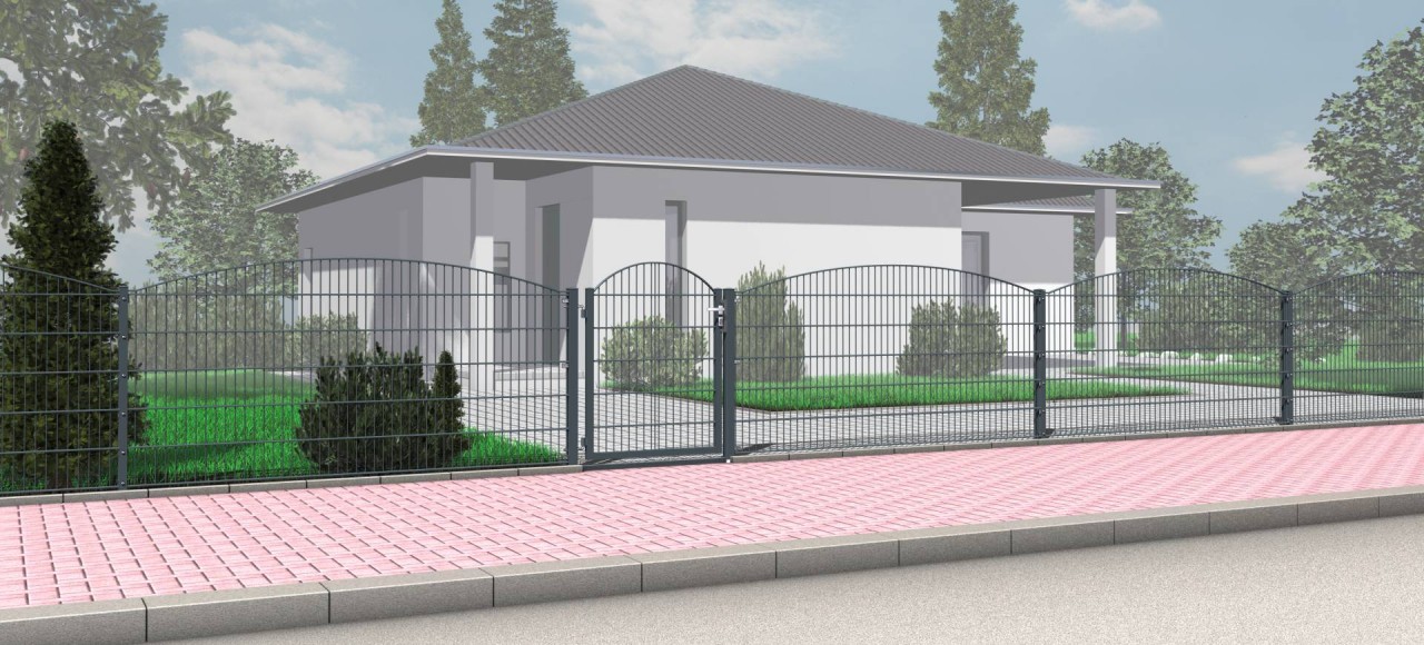 Dekormattenzaun mit Oberbogen, Mattenbreite = 246,4 cm - anthrazit (RAL 7016) 809 mm // 80,9 cm // 0,809 m* Dekormattenzaun mit Oberbogen, Mattenbreite = 246,4 cm - anthrazit (RAL 7016) 809 mm // 80,9 cm // 0,809 m*