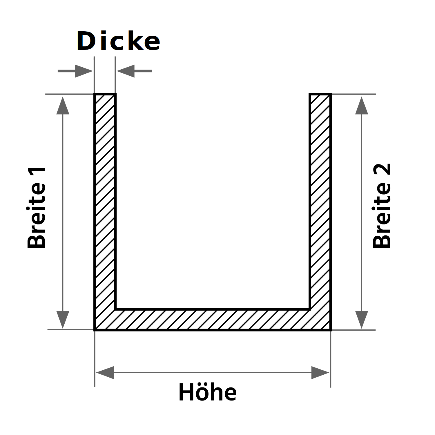 Blank aluminium U profile