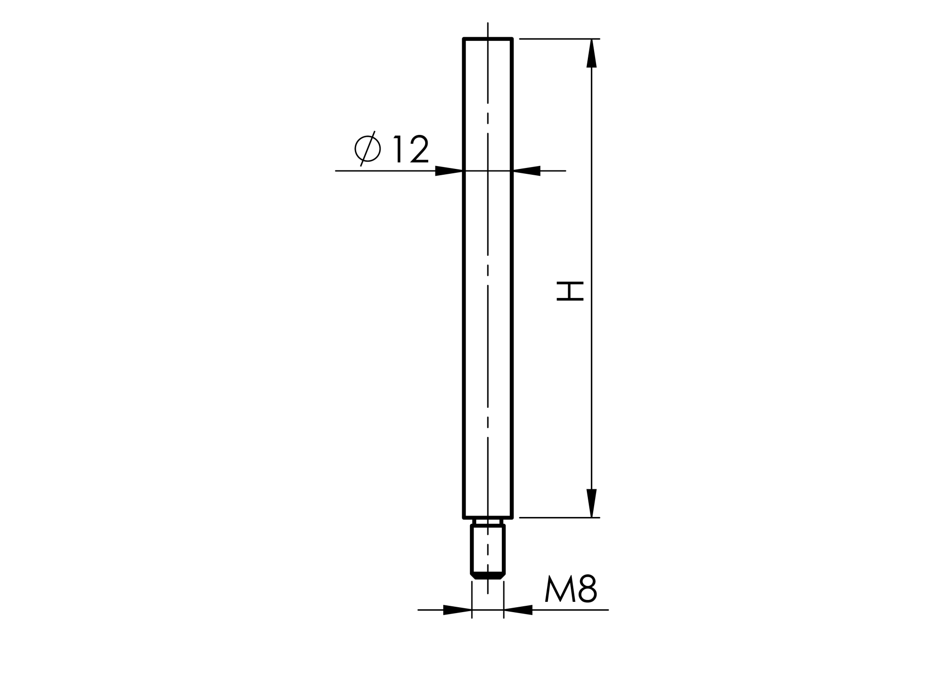 Handlaufhalter - Stift Ø 12 mm - 120 mm - M8