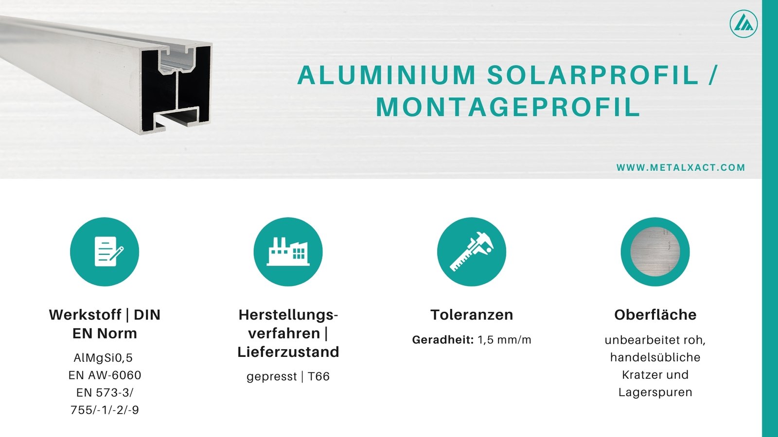 Alu Solarprofil 40x40 mm || Nut M8/M10 || bis 6.000 mm