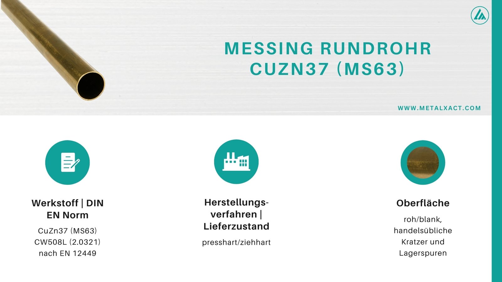 Messing Rundrohre 38 x 4 mm CuZn39Pb3 (Ms58) | 340 mm