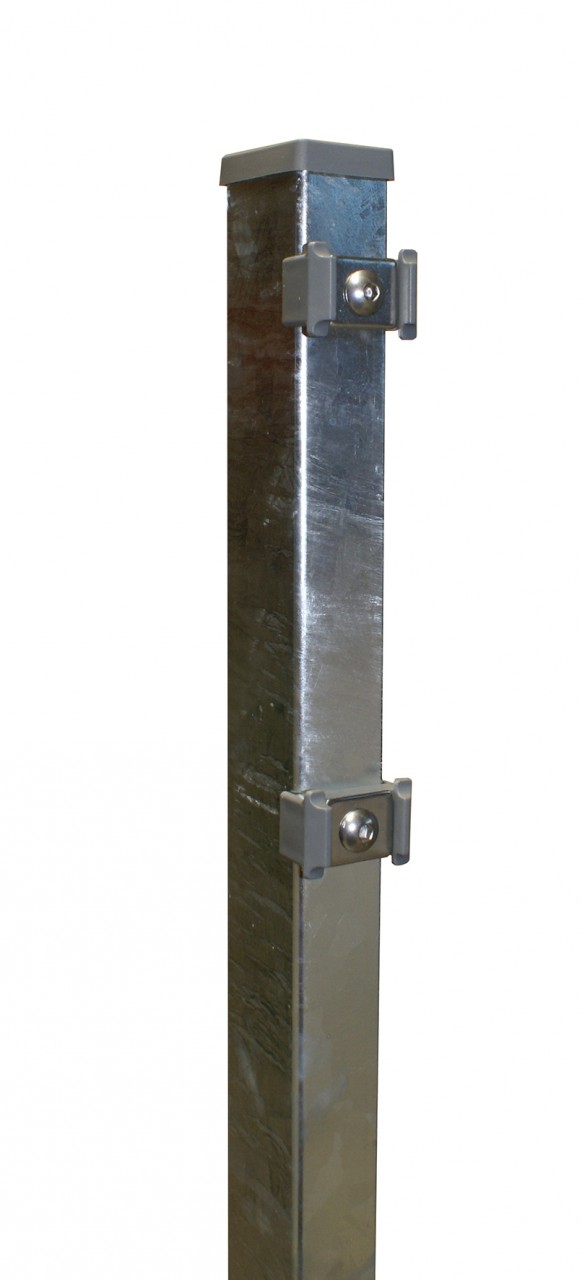Pfosten 60x40 mm, mit Klemmhalterbefestigung für Doppelstabmattenzaun zum einbetonieren - 1,30 m für DS-Matte 0,83 m verzinkt Pfosten 60x40 mm, mit Klemmhalterbefestigung für Doppelstabmattenzaun zum einbetonieren - 1,30 m für DS-Matte 0,83 m verzinkt