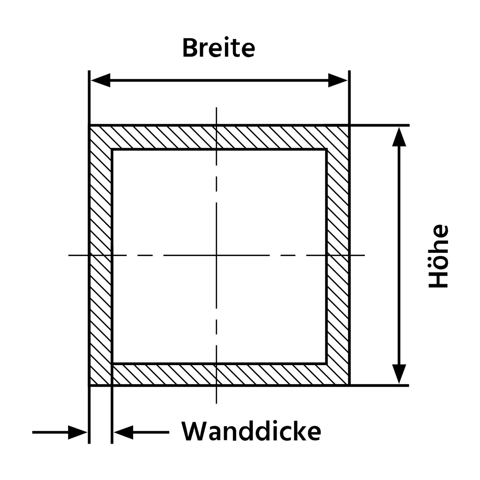 Alu-Vierkantrohre "BLANK" 100 x 100 x 3 mm AlMgSi0.5 (AlSiMg) | 900 mm