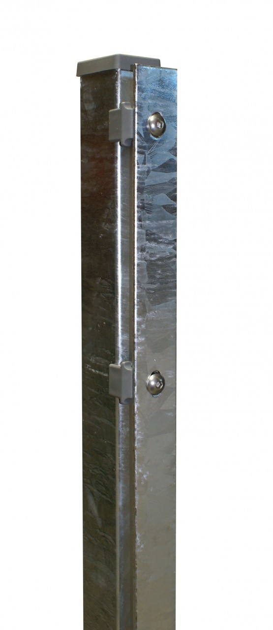 Poste 60x40 mm, con listón de hierro plano para valla de tela metálica doble para empotrar en hormigón - 1,30 m para malla DS 0,83 m galvanizado Poste 60x40 mm, con listón de hierro plano para valla de tela metálica doble para empotrar en hormigón - 1,30 m para malla DS 0,83 m galvanizado