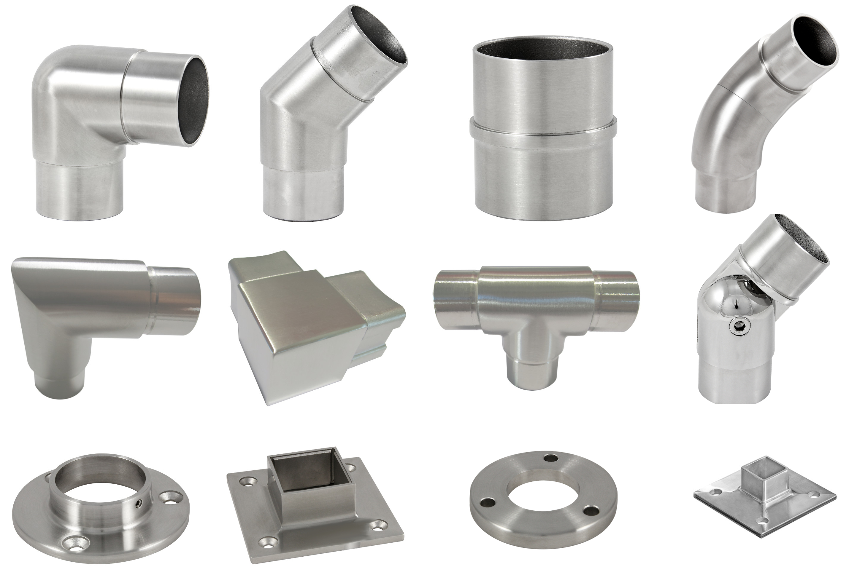 Edelstahl Rohrbogen, Wandanker, Eckverbinder, Rohrverbinder, T-Stück, Steckfittinge