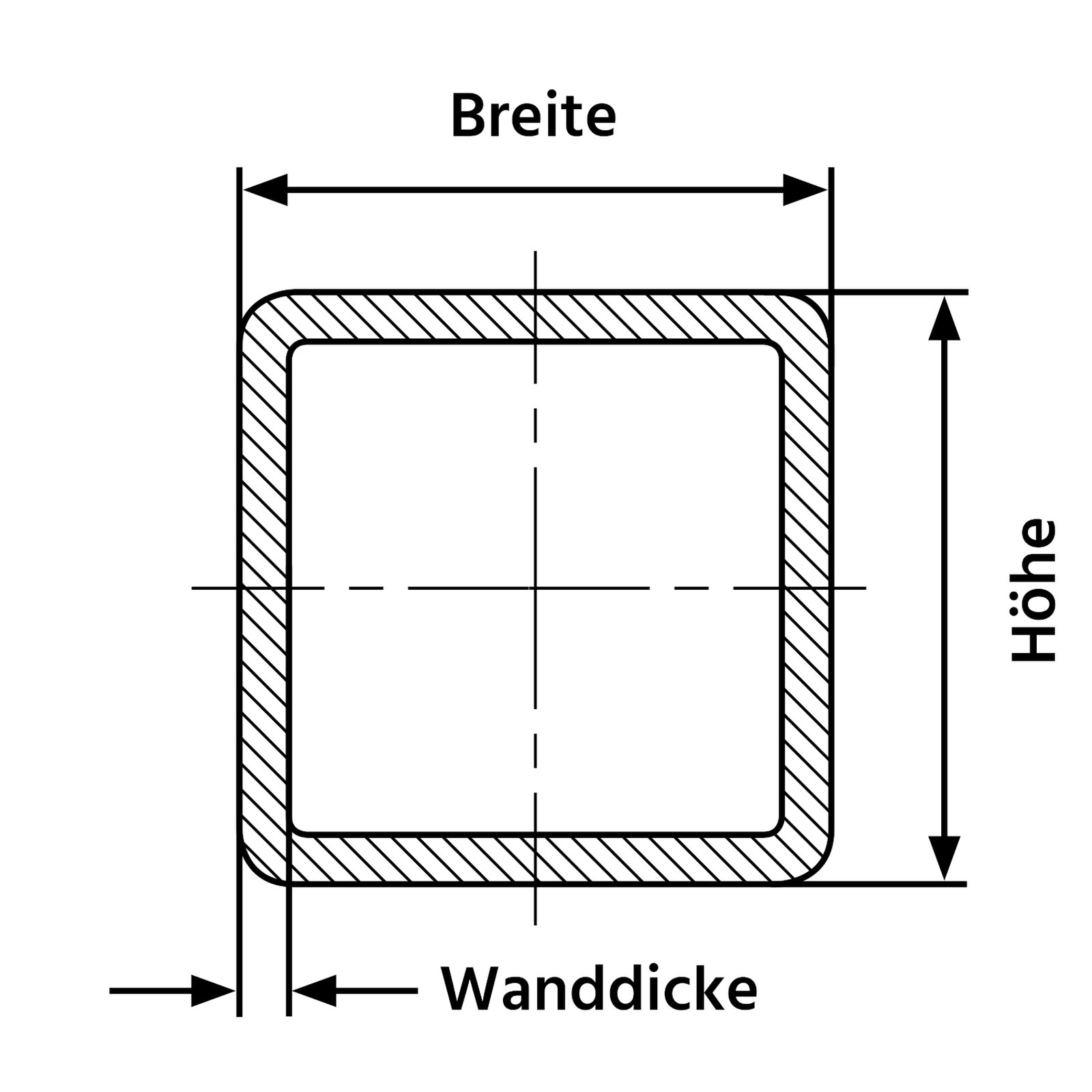 Stahl-Vierkantrohre 50 x 50 x 5 mm schwarz/roh