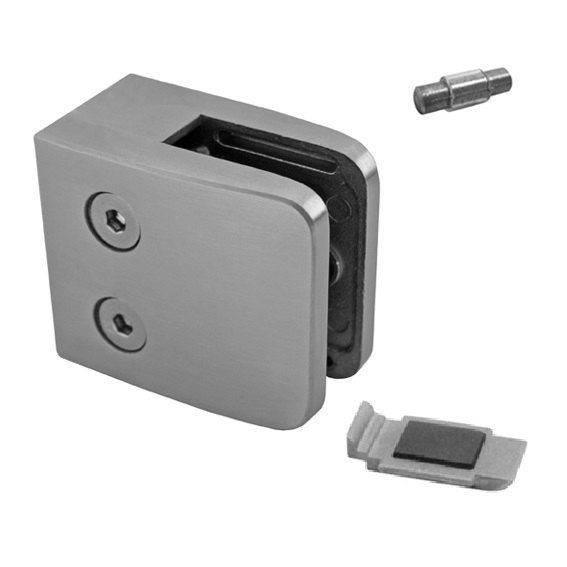 Square Stainless Steel Glass Clamp    WITH Safety Plate V4A Stainless Steel