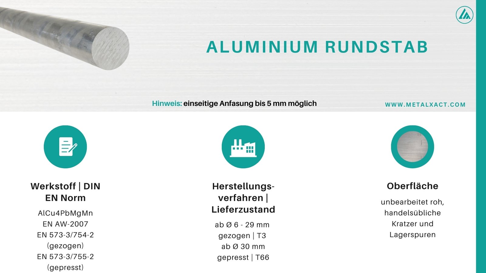 LMR-16056-4 Alu-Rundstange "Blank" 60 mm AlMgSi0.5 (AlSiMg) | 100 mm