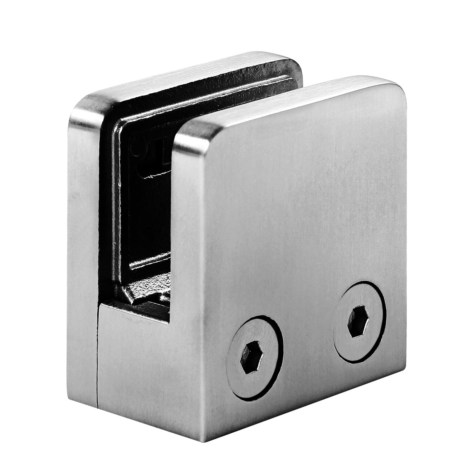 Square Stainless Steel Glass Clamp  Flat / Straight  WITHOUT Safety Plate V4A Stainless Steel
