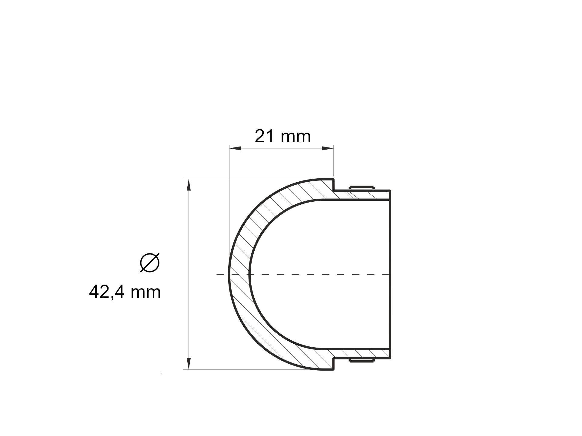 Stainless steel V2A end caps Pipe plugs End caps Closure Plugs Railing - Ø 42.4 x 2 mm semicircular hollow