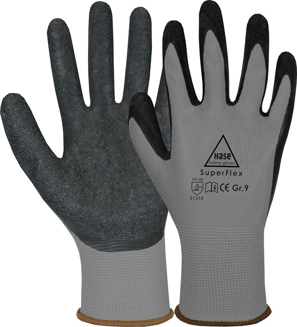 SUPERFLEX, gants de montage en polyester/latex tailles 6-11, cat. II, EN 388