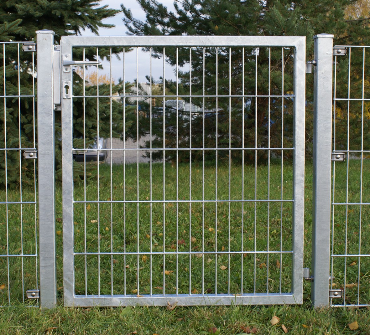 Kombi Gartentor 1-flg. 6/5/6 mm für Doppelstabmattenzaun, Tor (leichte Ausführung) - 1.250 x 1.400 mm verzinkt