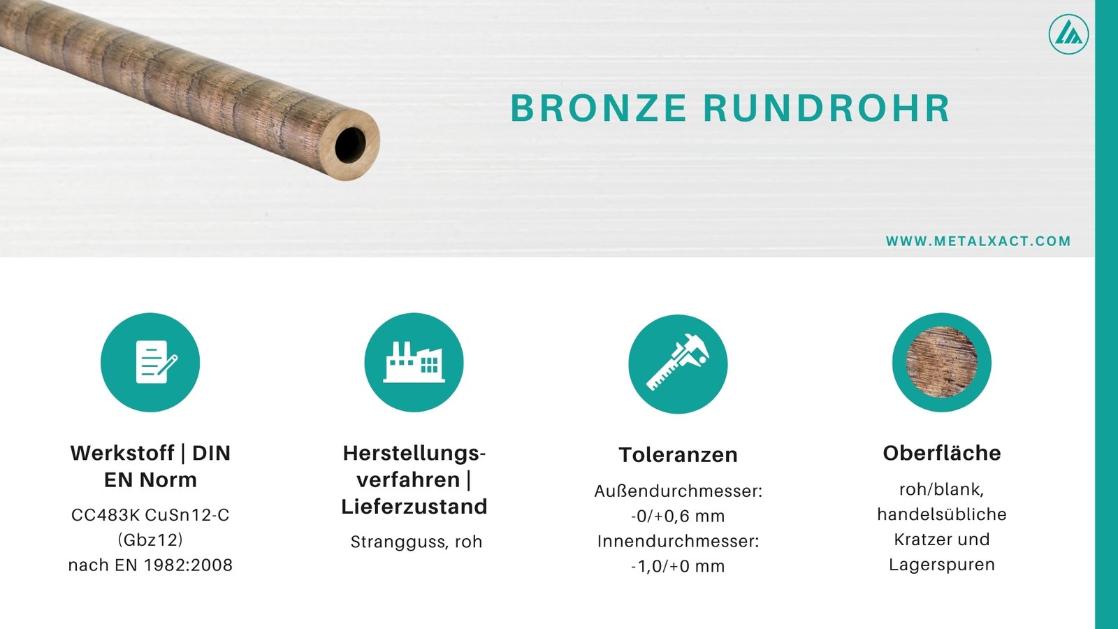 Bronze Rundrohre 71 x 38 mm CuSn12-C | 440 mm