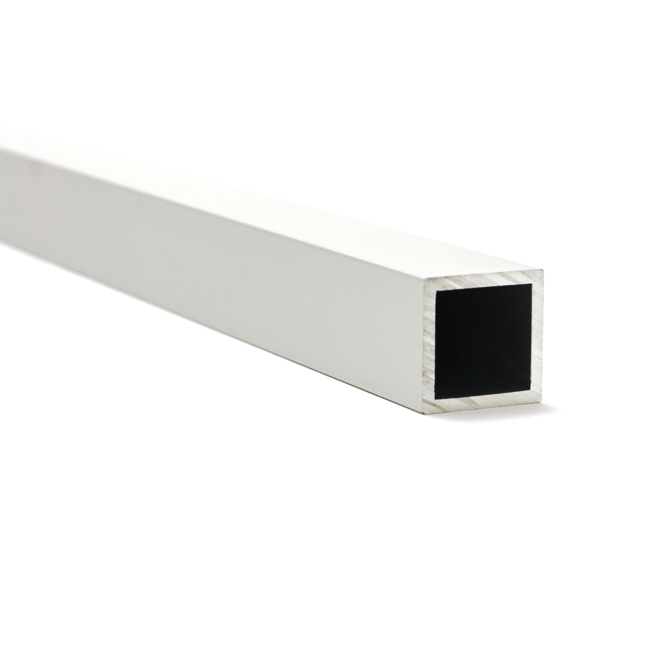 Silver anodized aluminium square tubes