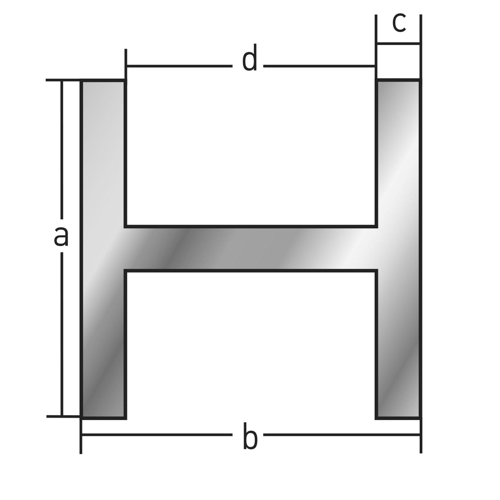 Alu H- Profil "ELOXIERT" 20 x 11 x 1,5 mm (Innen 8 mm) AlMgSi0.5 (AlSiMg) | 550 mm