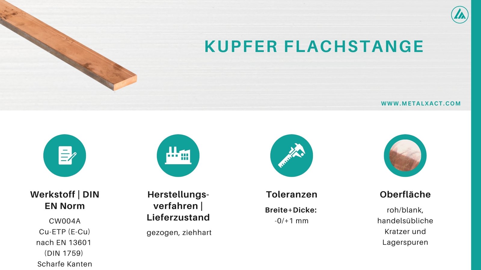 Kupfer Flachstangen 30 x 12 mm | 88 mm