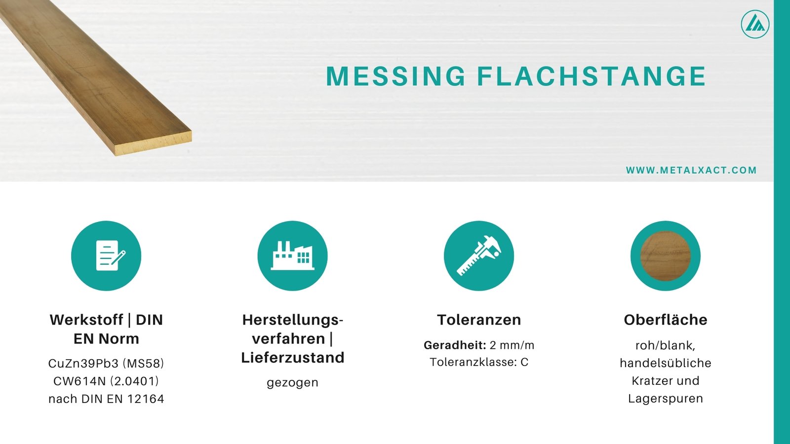 LMR-16097-3 Messing Flachstangen 30 x 6 mm CuZn39Pb3 (Ms58) | 570 mm