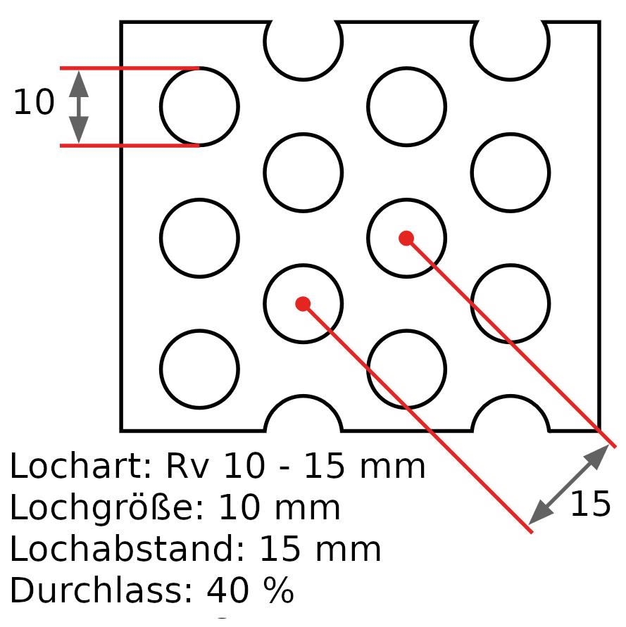 Perforated stainless steel sheet RV 10 - 15 mm | t=2 mm