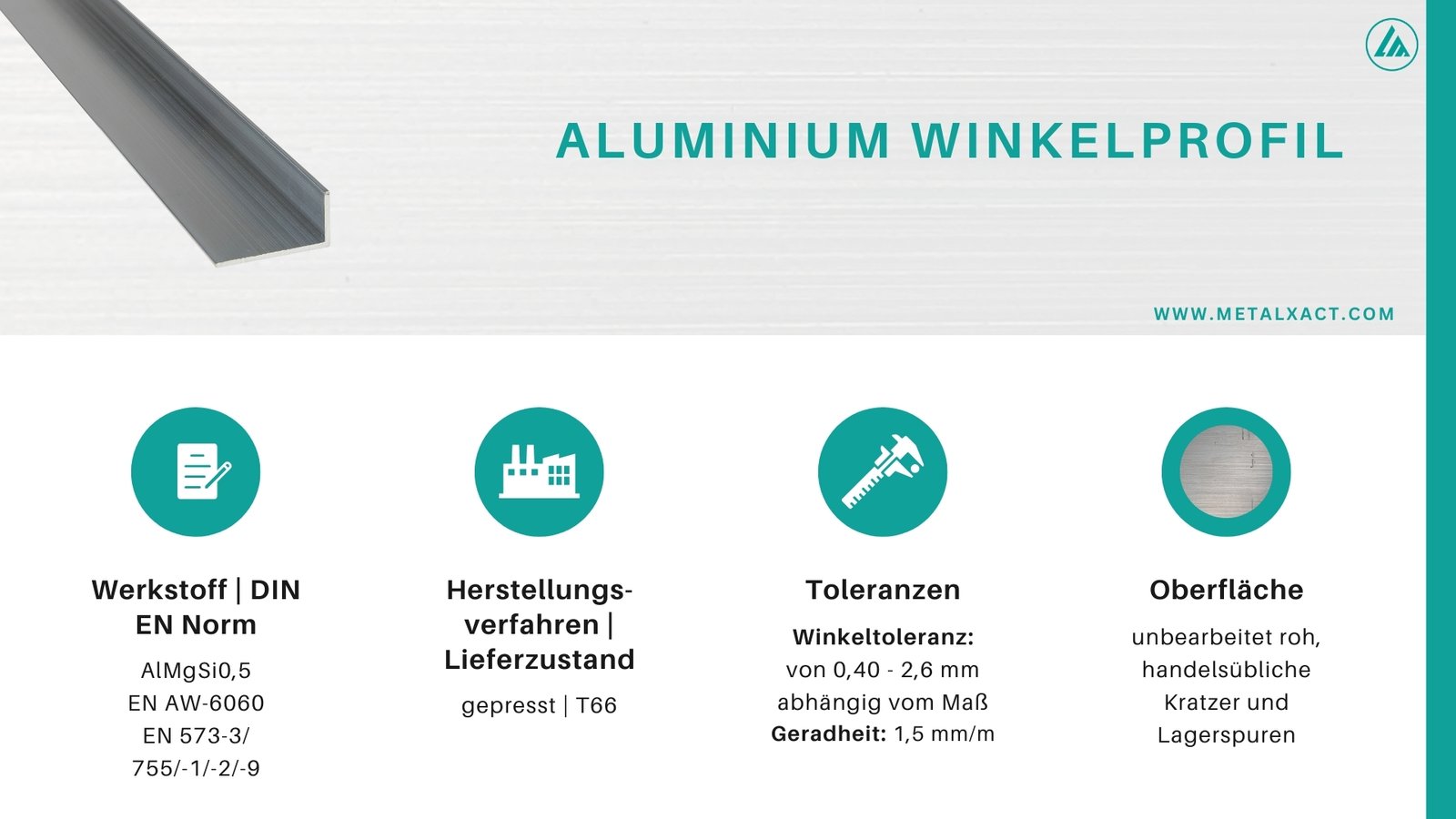 Alu-Winkel ungleichschenklig "BLANK" 120 x 60 x 6 mm AlMgSi0.5 (AlSiMg) | 860 mm