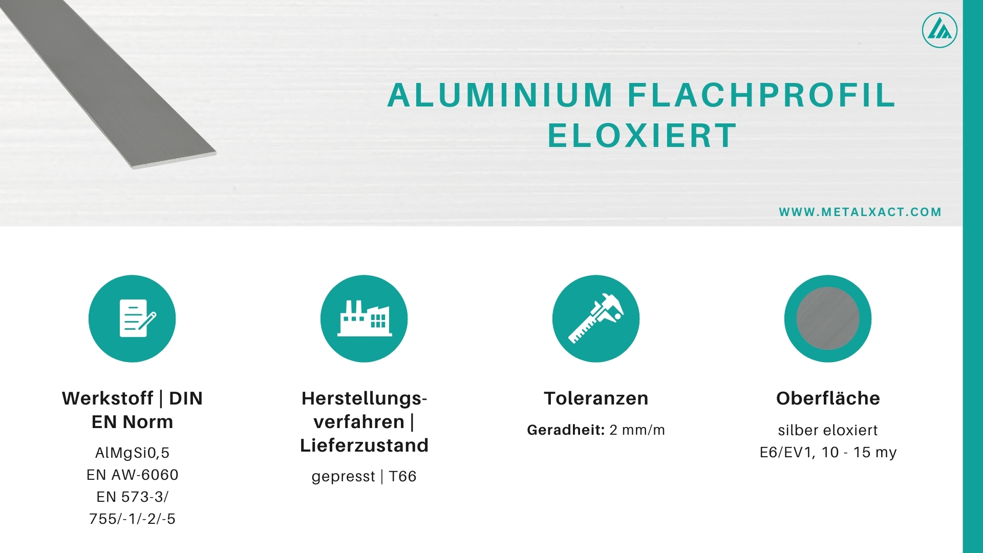 Silver anodized aluminium flat bars